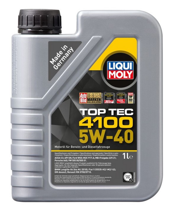 Масло моторное 5W40 LiquiMoly TOP TEC 4100 SN/CF C3 1L 7500