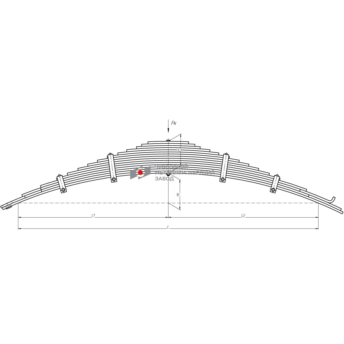 Рессора передняя 15листов L=1920мм МАЗ-53371 53371-2902012
