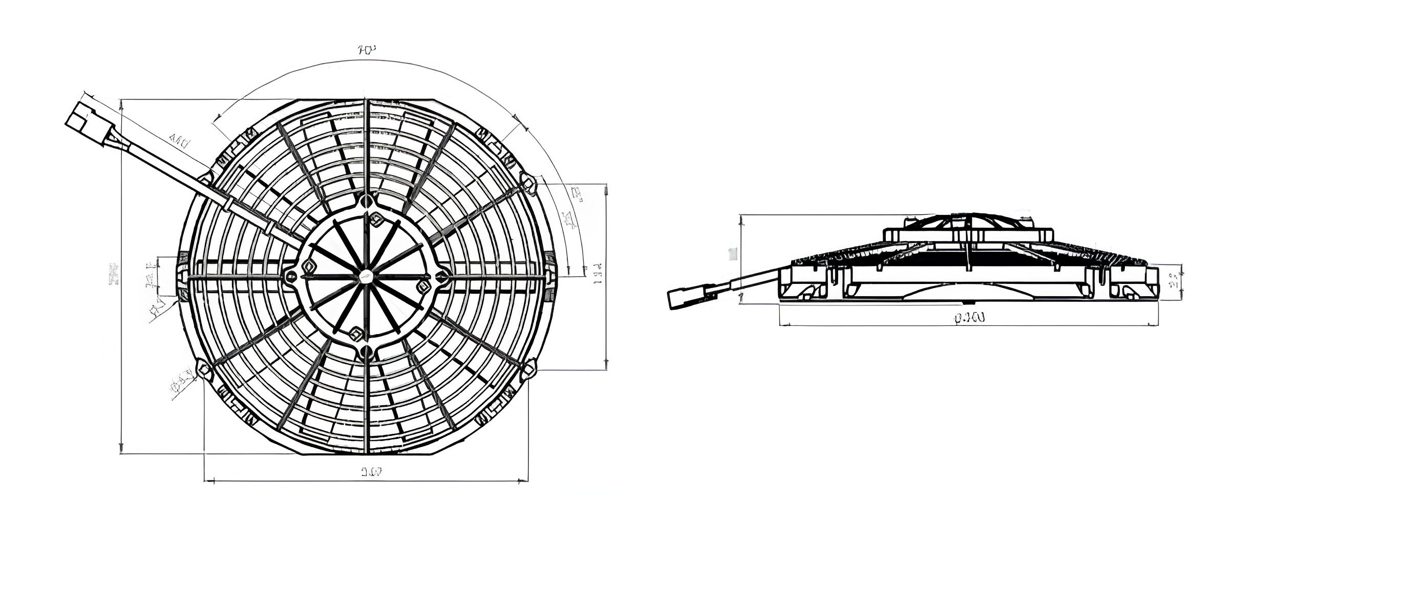 Вентилятор кондиционера D=280/308 с крыльчаткой 10 лопастей 24V Neoplan 74316003