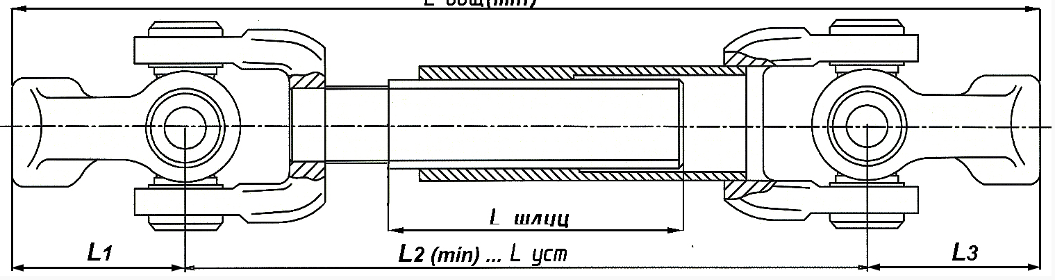 Вал карданный рулевого механизма L=635мм АМАЗ 103-3444062
