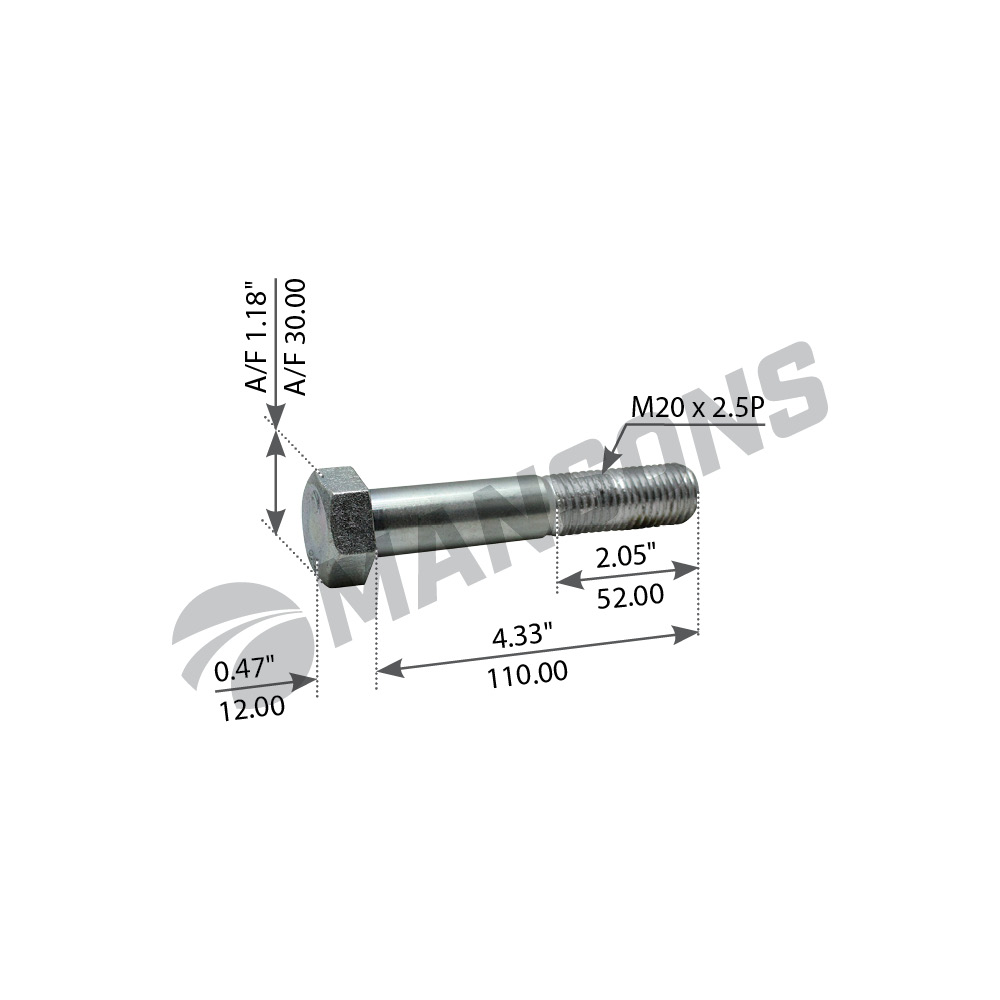 Болт амортизатора M20*2.5*110 SAF/Scania P/G/R M20110