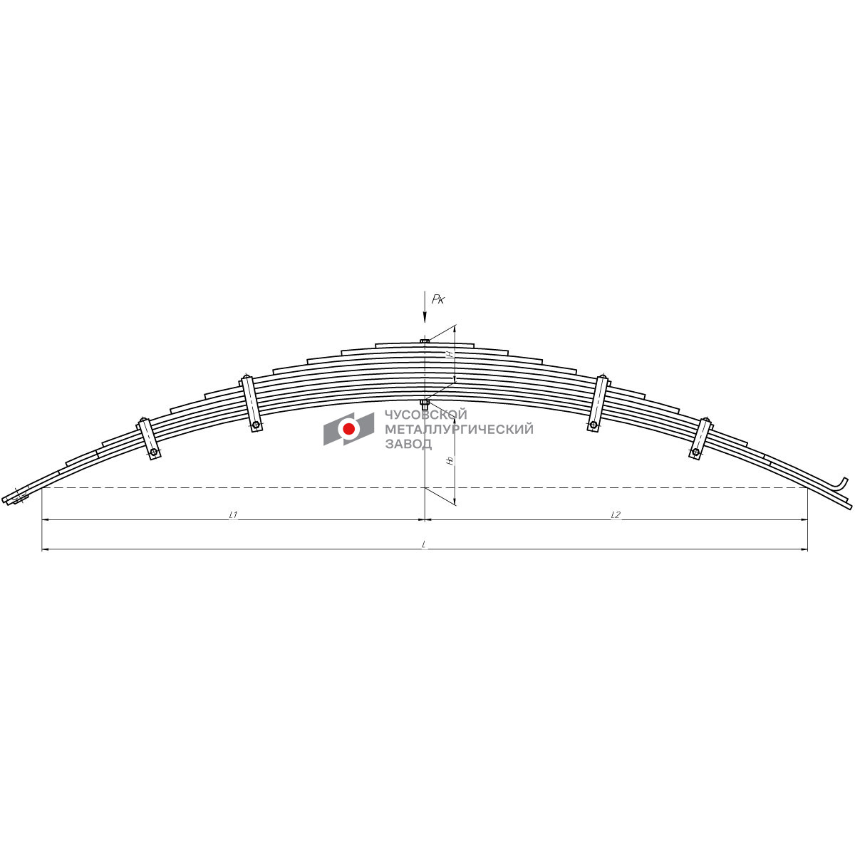 Рессора передняя 12 листов L=1980мм МАЗ-5336 5336-2902012-02