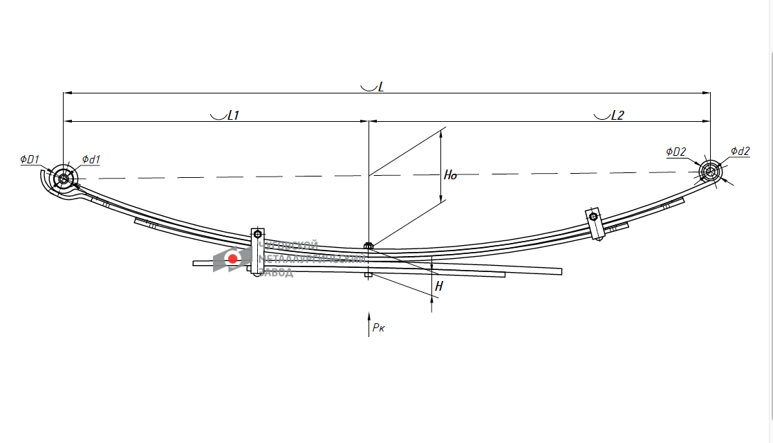 Рессора 5 листов задняя 610+695 Toyota Hilux 05> 600805TY-2912012-10