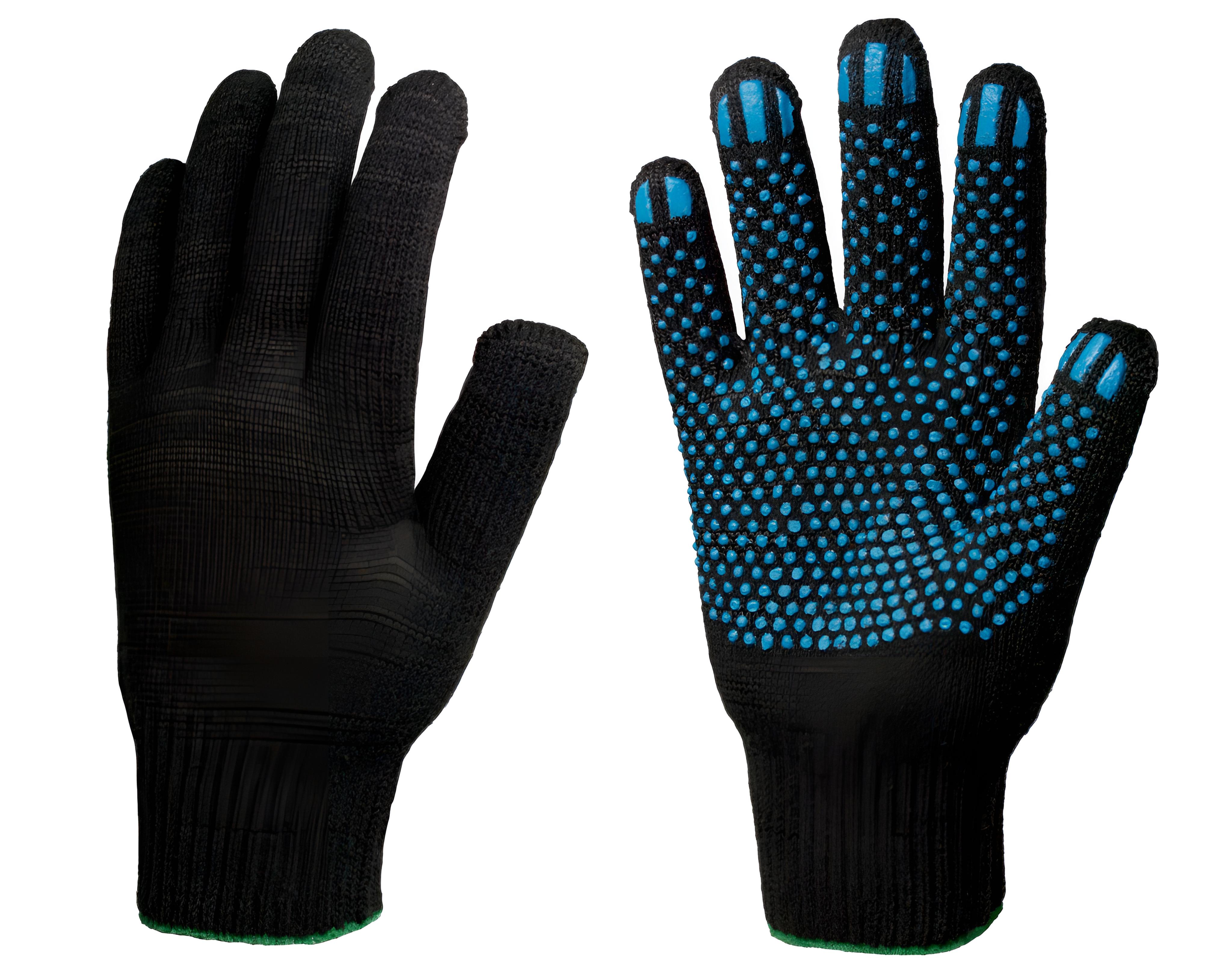 Перчатки ХБ 5-нитка ЛЮКС Протектор черные 10клПВХ-Ч