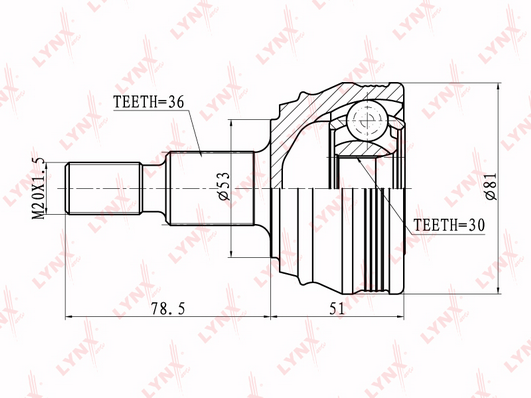 ШРУС наружный к-т Audi A3 1.6 96>/VW Golf 1.4-1.9SDi 97> CO2800