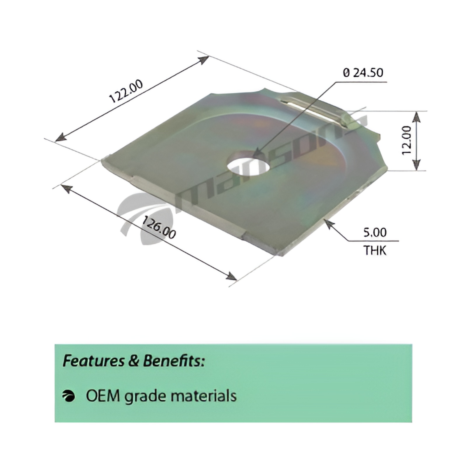Пластина 125*120*5 D=24 крепления полурессоры BPW 300.419