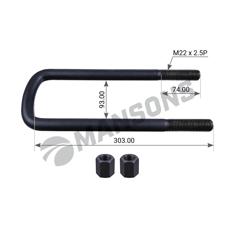 Стремянка передняя рессоры передней с гайками L=300mm Scania L/P/G/R/S-Series 100947