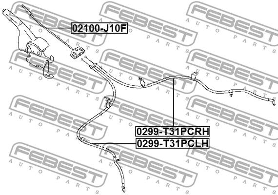 Трос ручника задний левый L=1523 Nissan Qashqai 1.6/2.0/1.5dCi 07> 0299T31PCLH