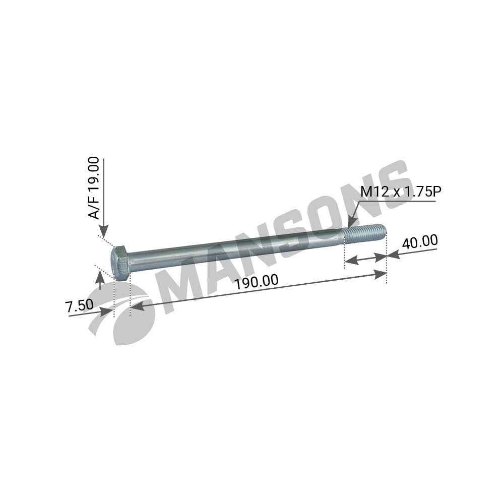 Болт М12*190 крепления пневмоподушки Schmitz 602.042