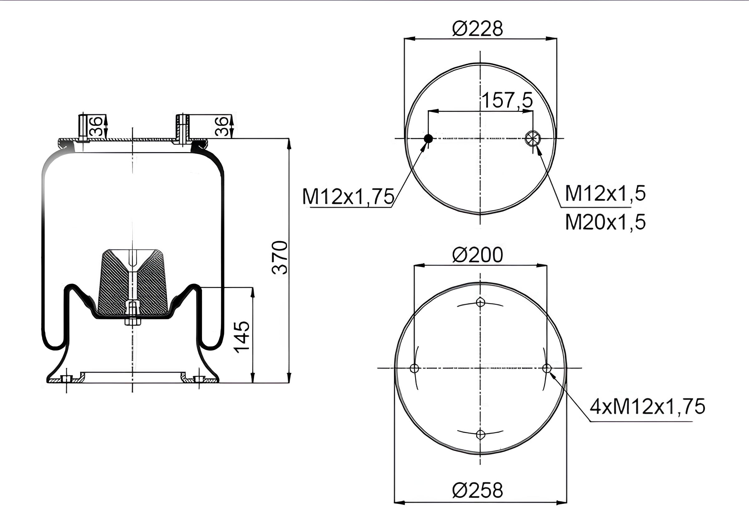 Пневморессора со стаканом ROR KG41566NC