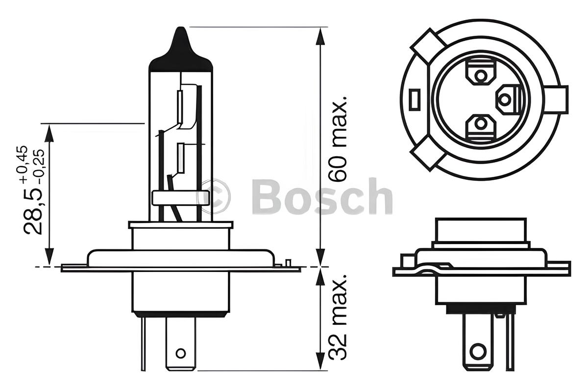 Лампа 12V H4 60/55W галогенная стандартная 1987302041