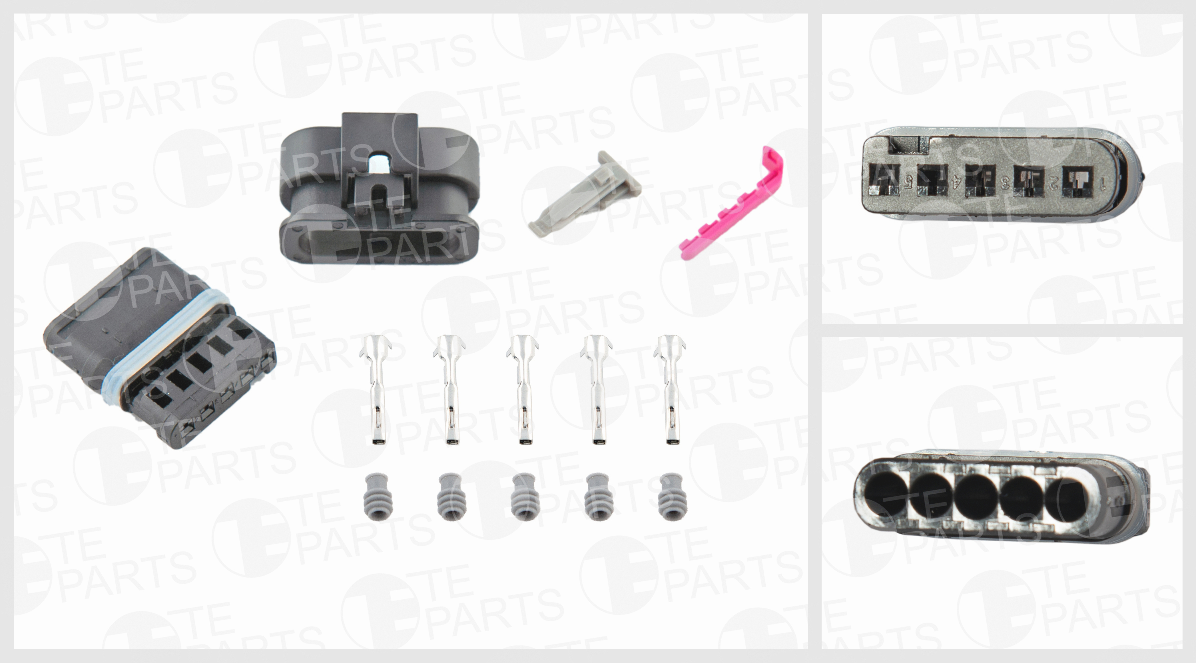 Разъем 5ти контактный (комплектация 5-pin, 5 уплотнения, 2 фиксатора) Audi/Seat/VW 7740551
